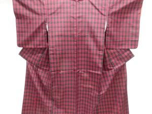 格子織り出し米沢紬着物